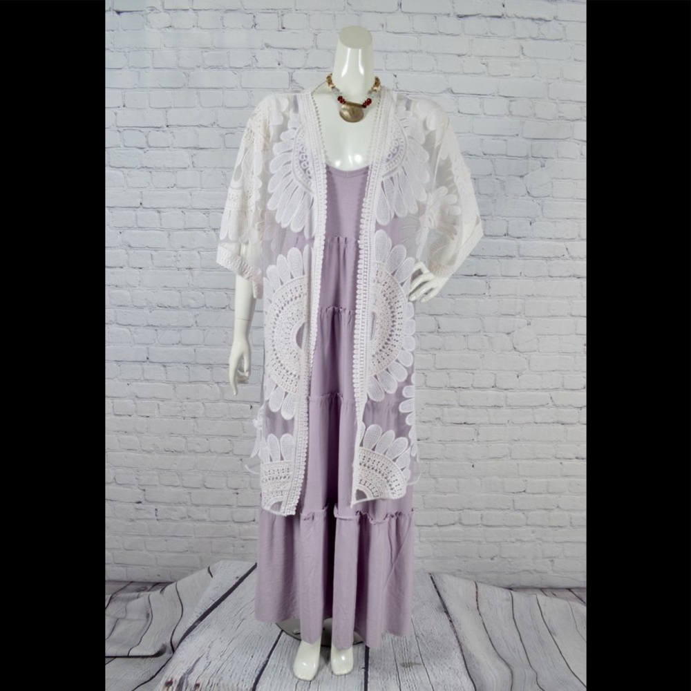 Brand New Plus Size Lavender Maxi Dress With Pockets Dress Various 1X,2X 3X - Picture 6 of 9